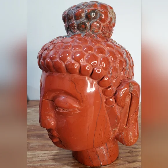 3.3 lbs Red Jasper Crystal Buddha Head, 6 inches - Picture 4 of 15